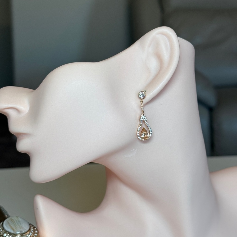 Elegant Gold Light Bulb Drop Earrings View 2